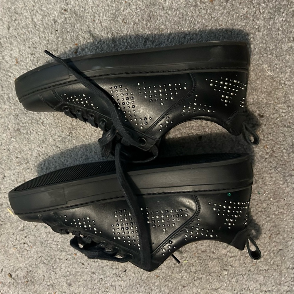 MCM Black Studded Platform Lace-Up Sneakers